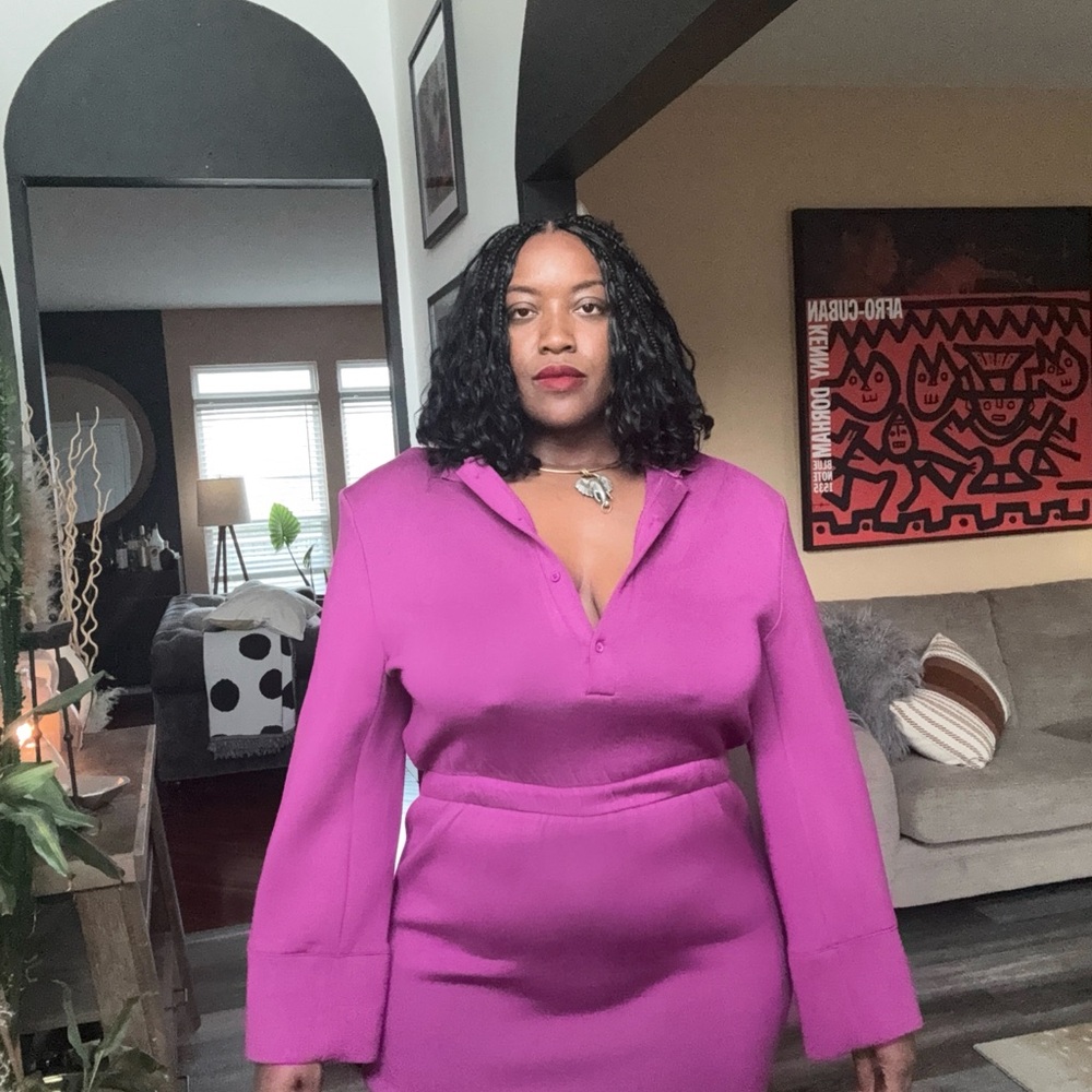 Vibrant Fuchsia Long-Sleeve Dress